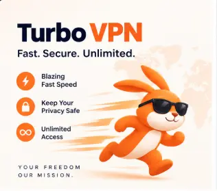 Screenshot of the Turbo VPN app home screen showing a prominent "Connect" button with a carrot icon and an inactive connection status.