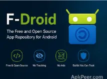 F Droid app store banner showing open source Android apps, privacy, and no tracking
